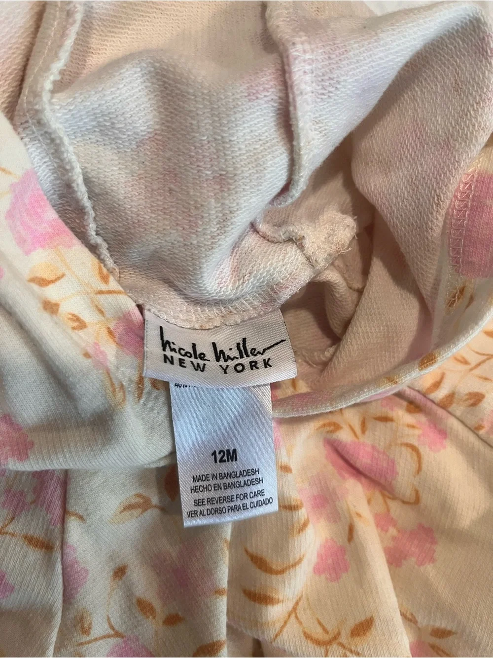 Nicole Miller Cream Hoodie Set with Pink Floral Print